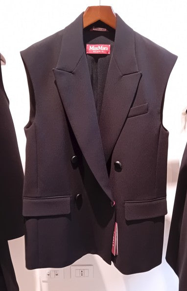 Max Mara Double-Breasted Black Jacket With Peak Lapels