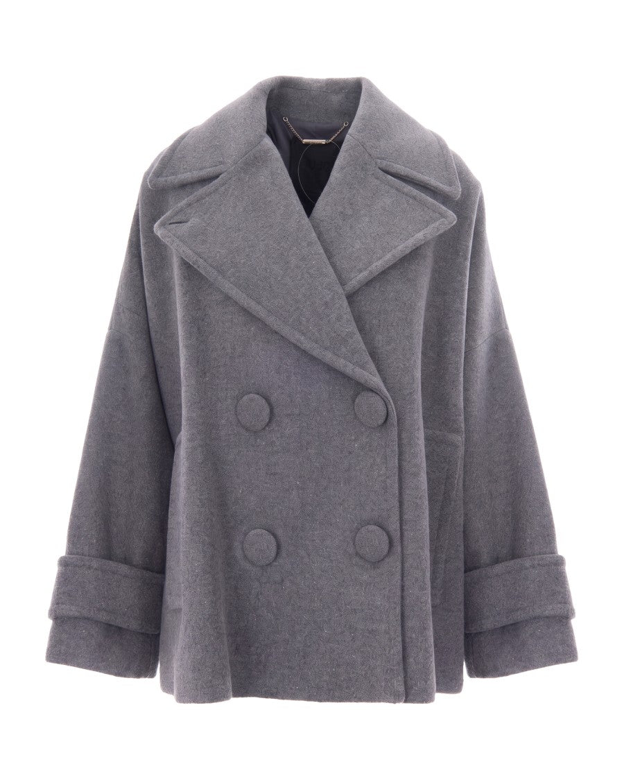 Liu Jo Medium Grey Melange Oversized Wool Coat