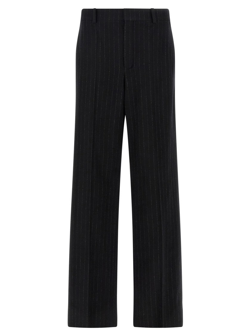Saint Laurent High-Waisted Pinstripe Cashmere Flannel Trousers