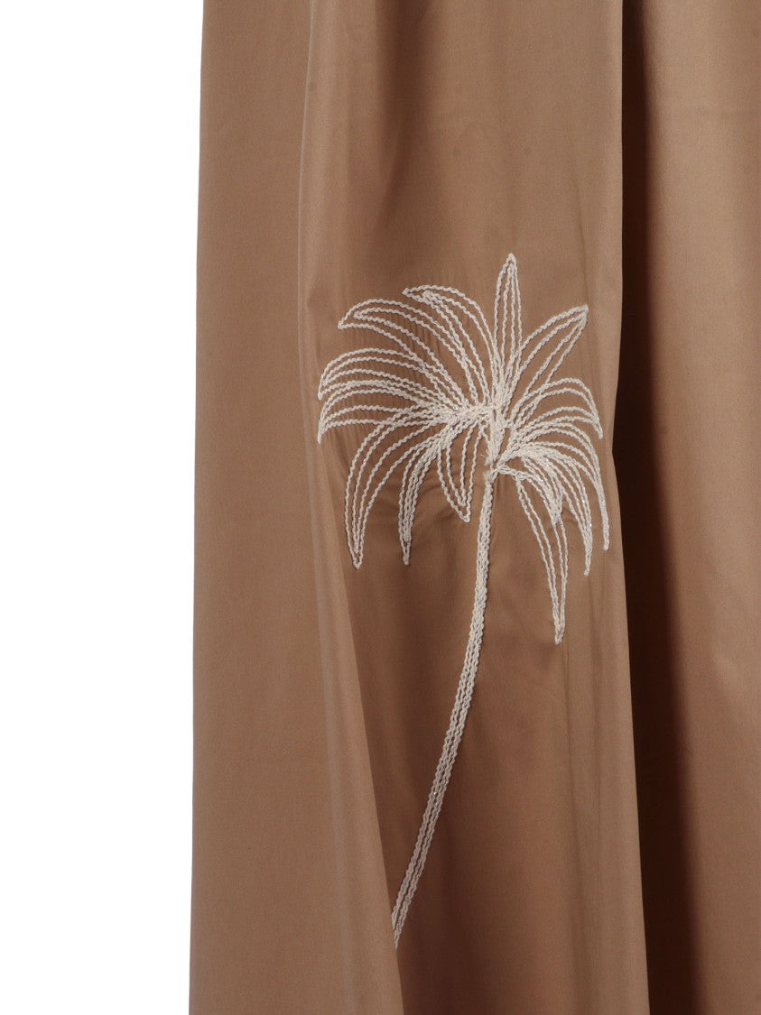 Shirt A Porter Belted Palm Embroidered Midi Dress