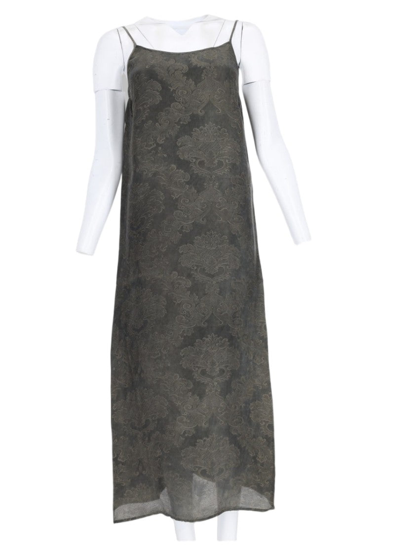 Uma Wang Floral Jacquard Midi Dress With Spaghetti Straps