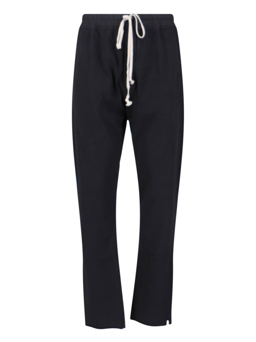 Drkshdw By Rick Owens Black Cotton Joggers With Mid-Rise Waist And Horn Button Details