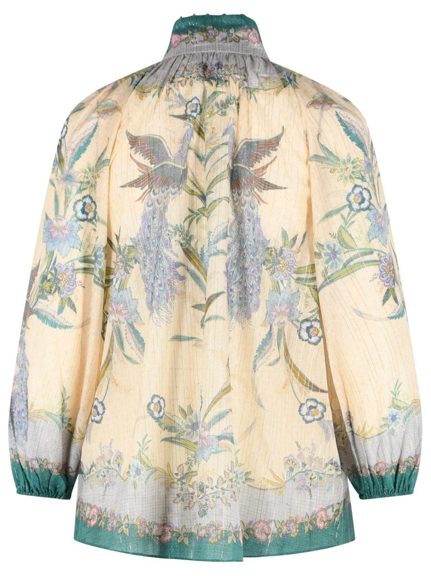 Zimmermann 'Indra Billow' Cream Cotton Blend Blouse