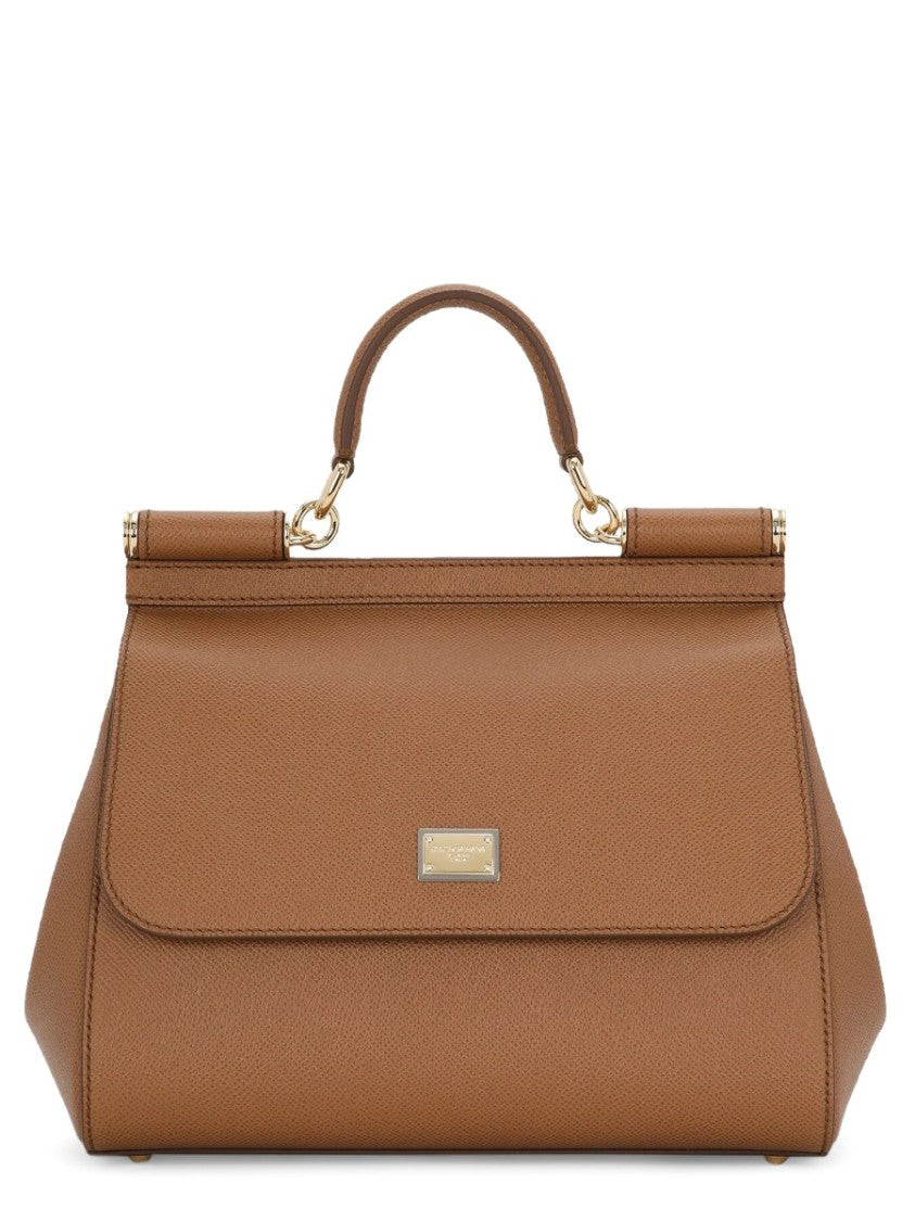 Dolce & Gabbana Structured Large Handbag With Textured Leather And Detachable Shoulder Strap