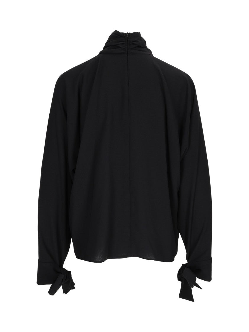 Emporio Armani High-Neck Tied Cuffs Blouse