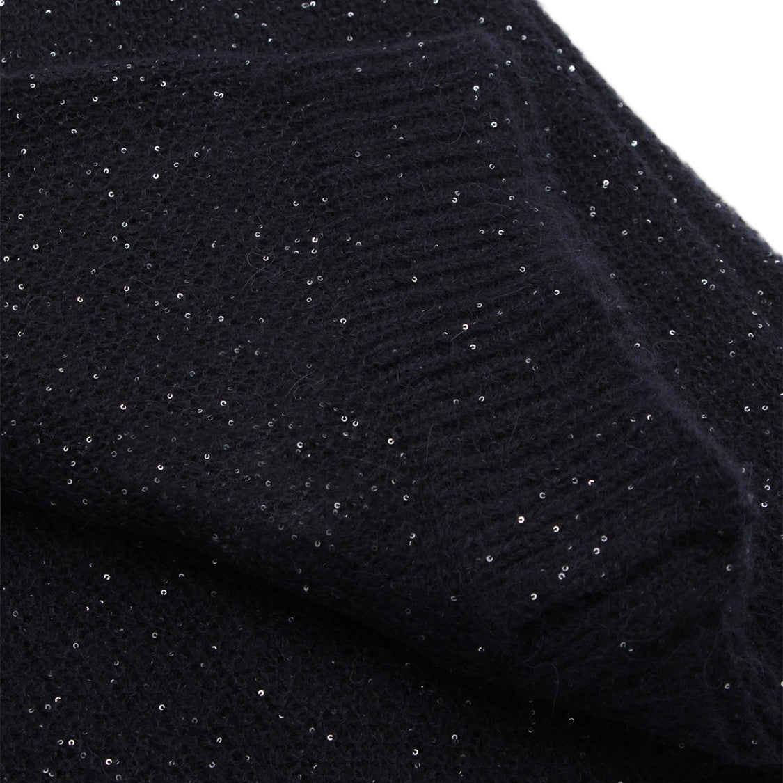 Fabiana Filippi Knitted Dark Blue Scarf With Subtle Shimmer