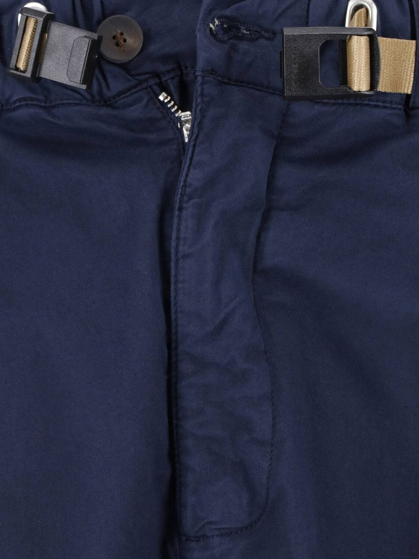 White Sand Blue Straight-Leg Cotton Pants Beige Belt