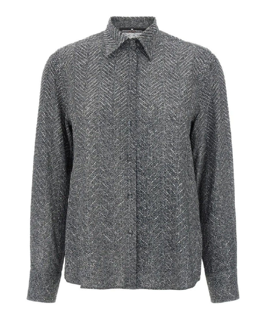 Ermanno Scervino Monochrome Herringbone Pattern Button-Down Shirt
