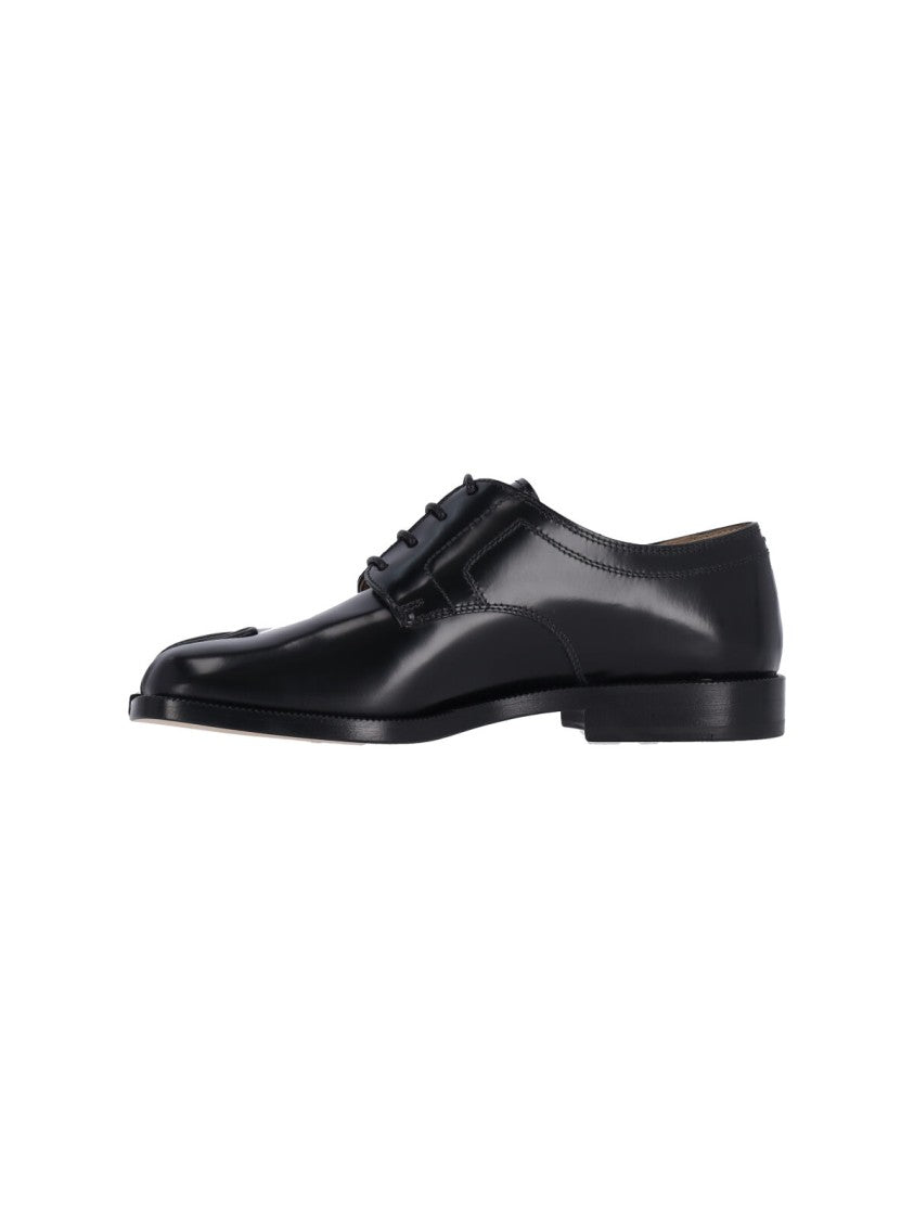 Maison Margiela Refined Black Leather Derby Shoes With Tabi Detail
