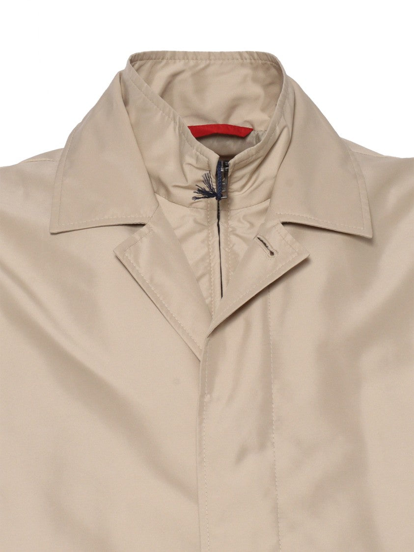 Fay Luxe Beige Long Coat With Dual Collar