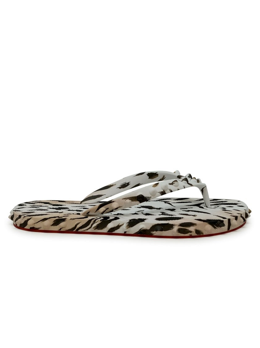 Christian Louboutin 1250602 P891 Vintage Rose Rubber Super Loubi Flat Flip Thongs