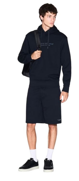 Armani Exchange Hooded Sweatshirt With Adjustable Drawstring And Sophisticated Lettering