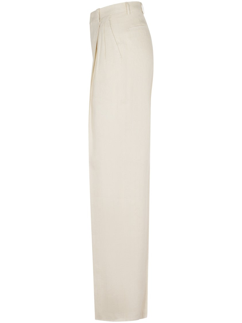 Tagliatore High-Waisted Wide-Leg Trousers With Pleated Front