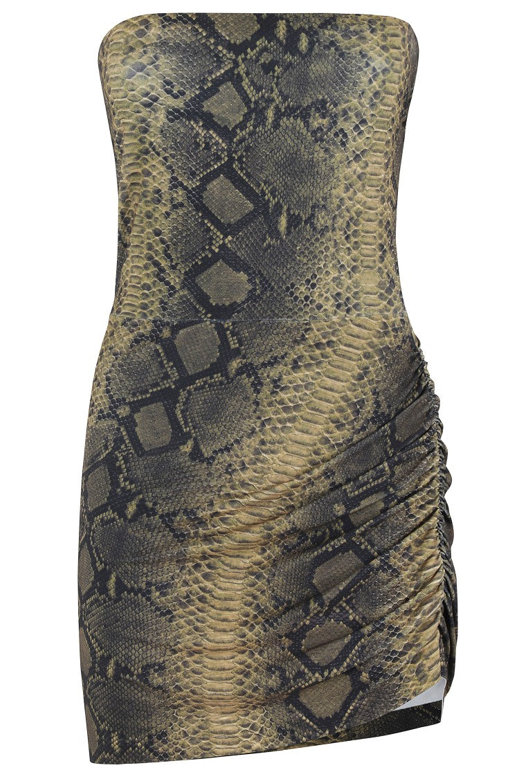 Norma Kamali Strapless Side Drape Pickleball Dress