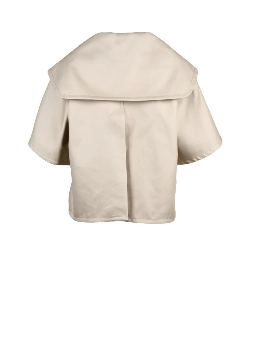 Max Mara Short Cotton Mantella With Boxy Silhouette And Side Pockets