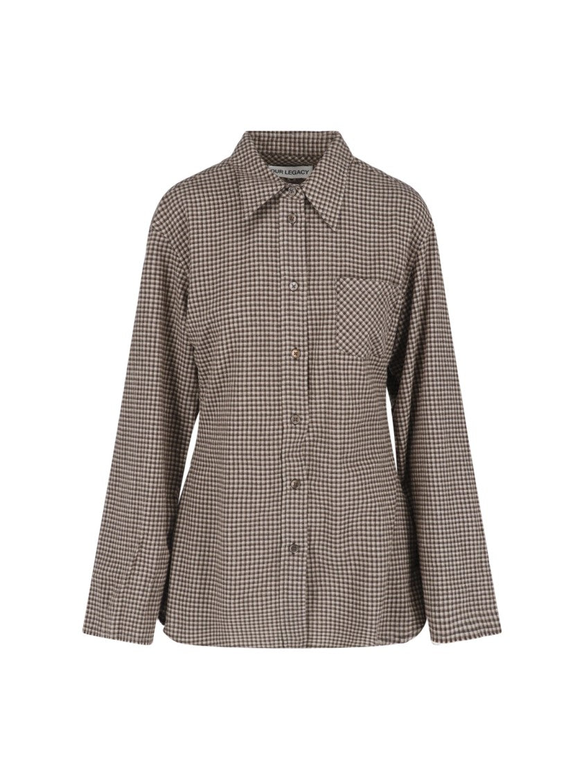Our Legacy Brown Checkered Classic Collar Shirt