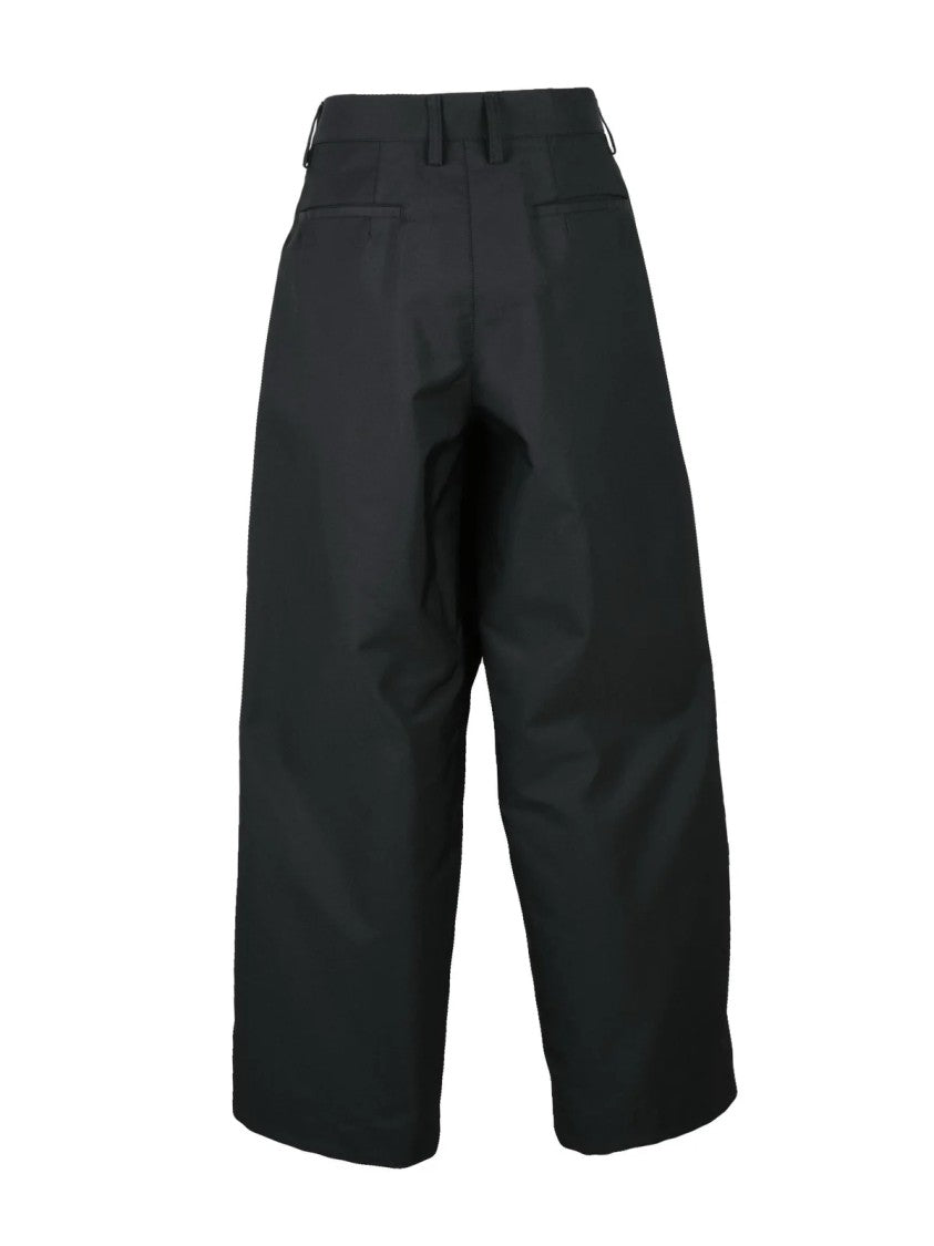 Zucca Black Cropped Pleated High-Waisted Wide-Leg Pants