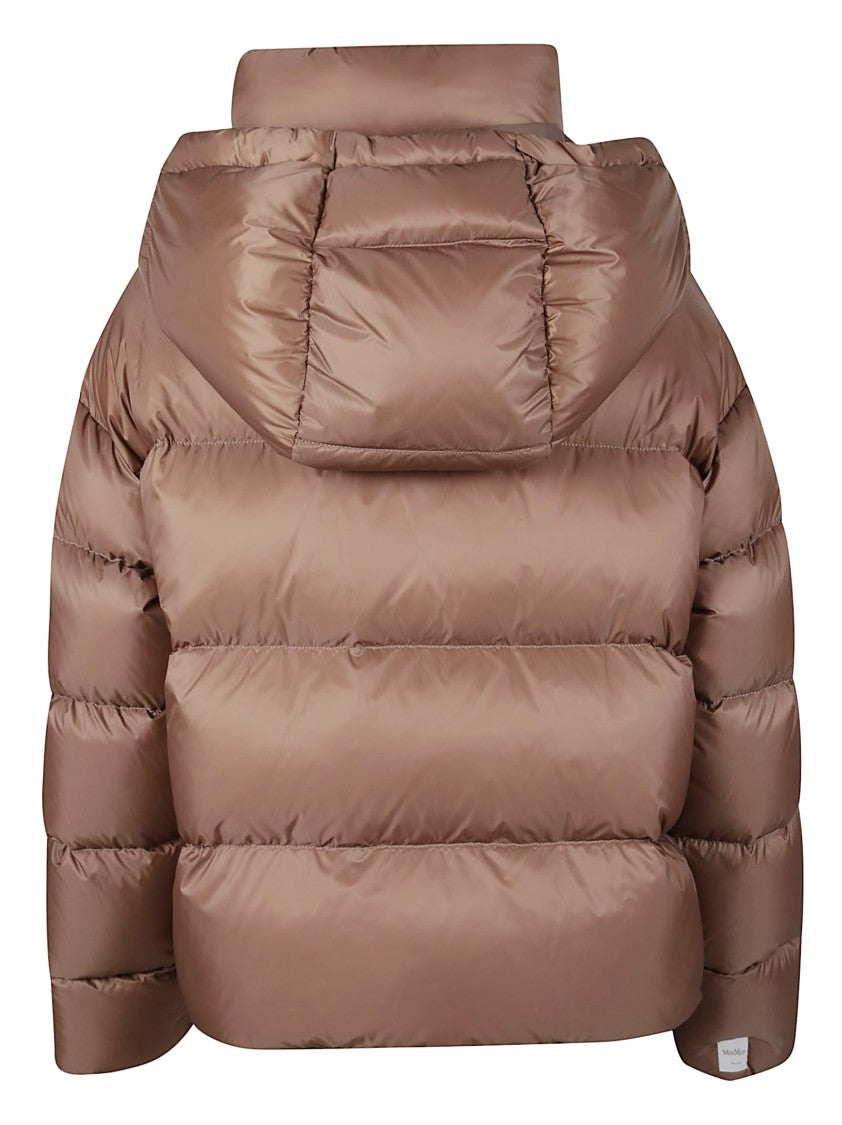 Max Mara Cropped Camel Puffer Jacket With High Collar