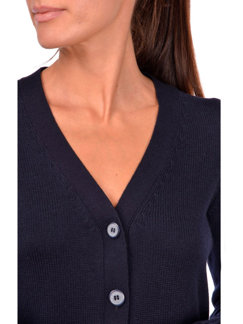 Gran Sasso Deep V-Neck Wool Cardigan With Button-Down Front