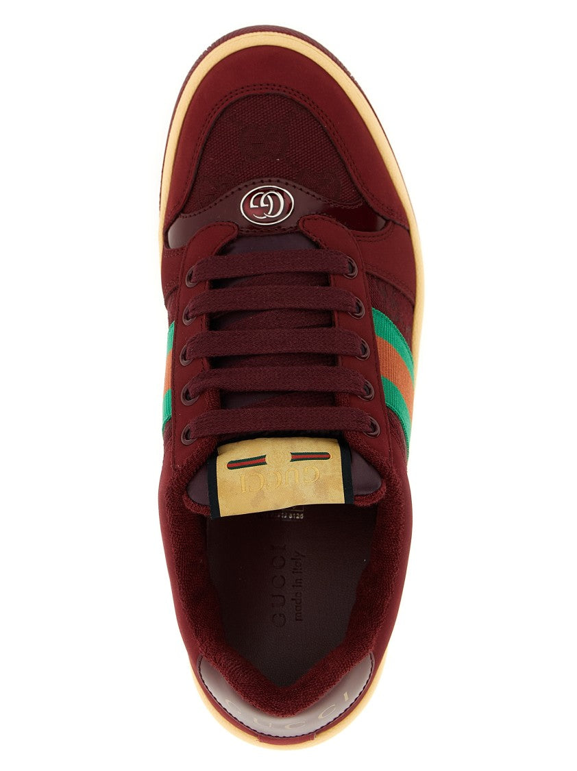 Gucci Burgundy Low-Top Sneakers With Gg Monogram