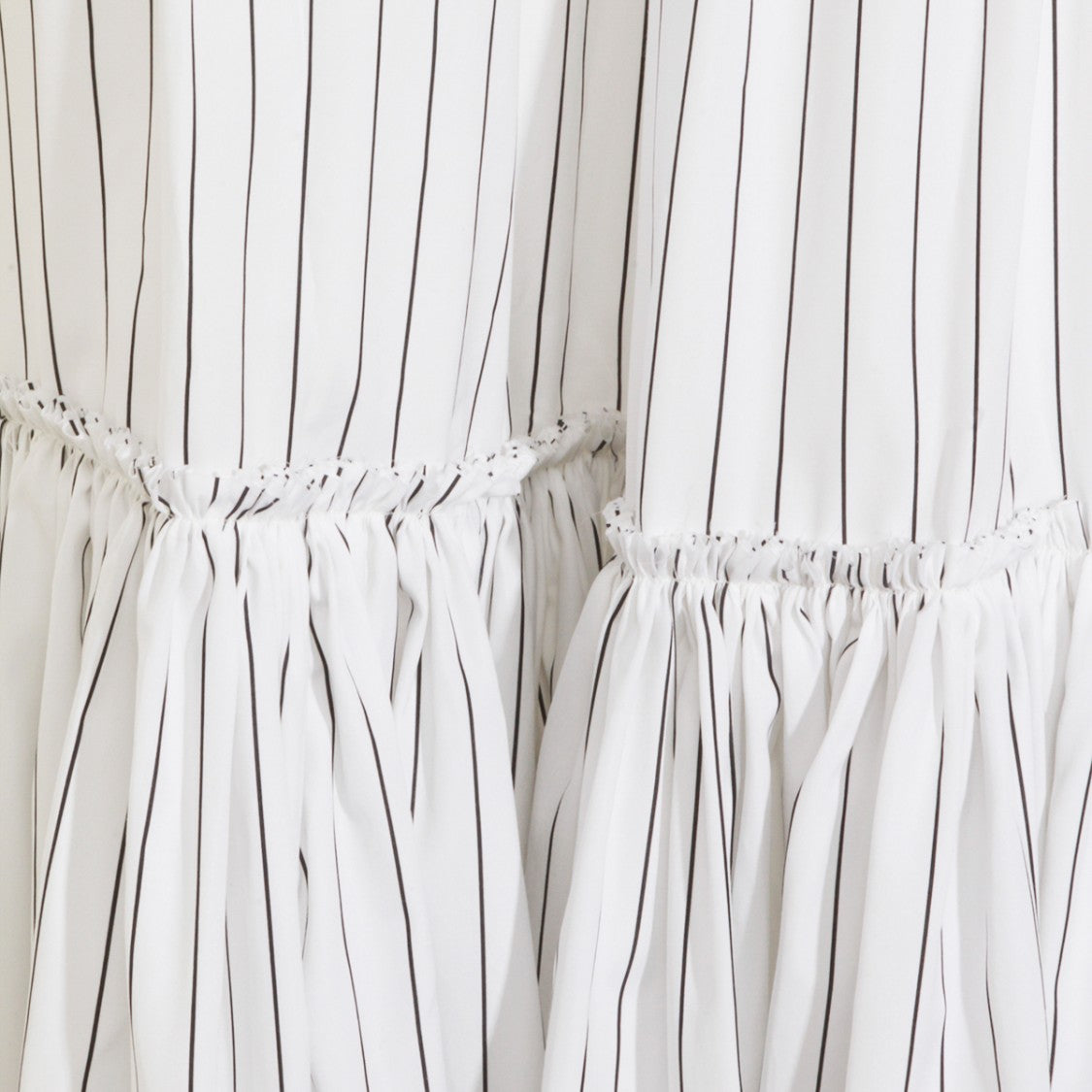 Jil Sander Cotton Midi Skirt With Striped Motif And Ruffled Hem