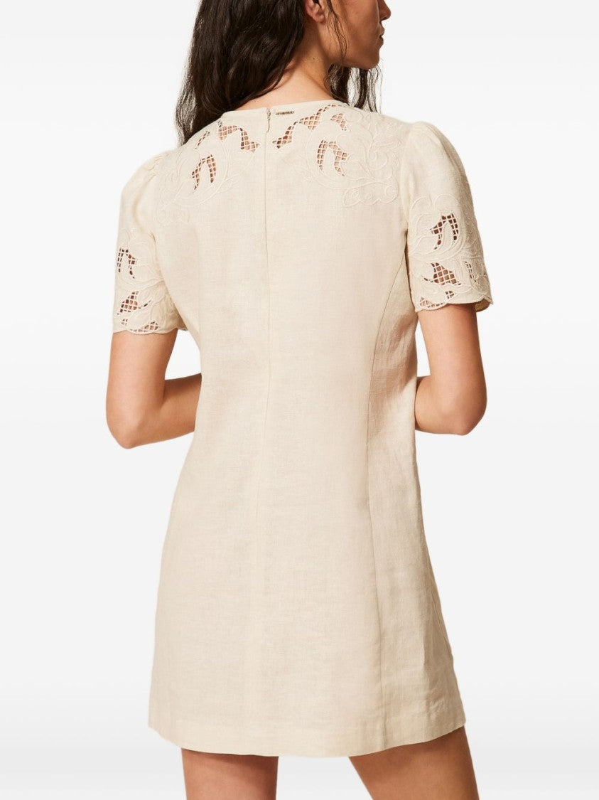 Twin-Set Mini Dress With Puffed Sleeves