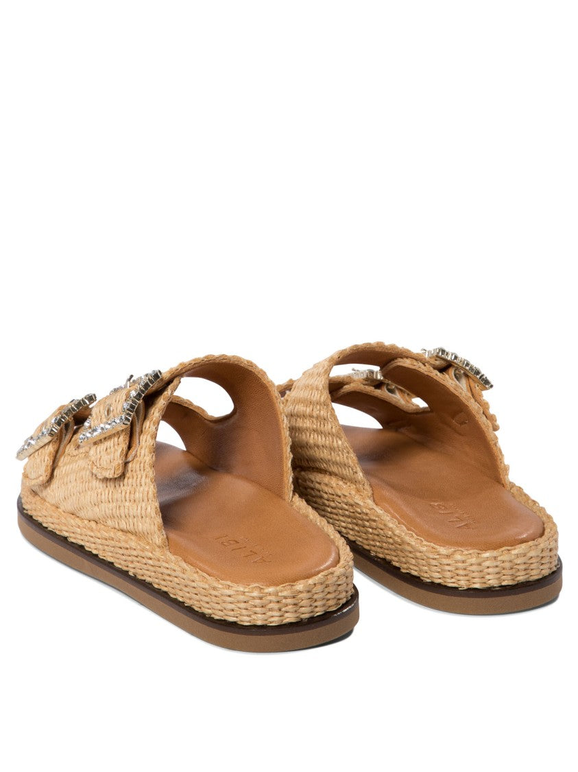 Alibi Beige Woven Raffia Sandals