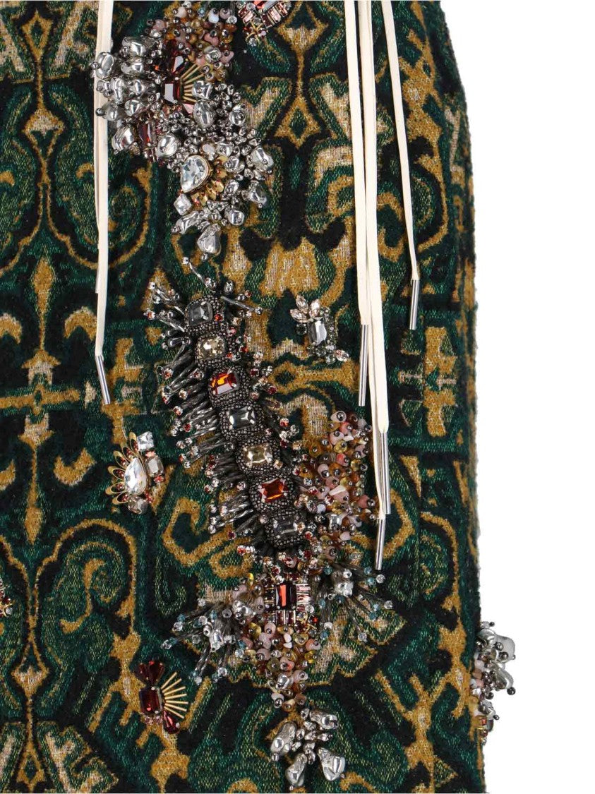 Dries Van Noten High-Waisted Crystal-Adorned Geometric Fabric Skirt