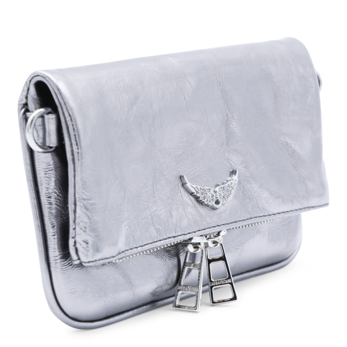 Zadig & Voltaire Silver Leather Rock Nano Vintage Metal Shoulder Bag