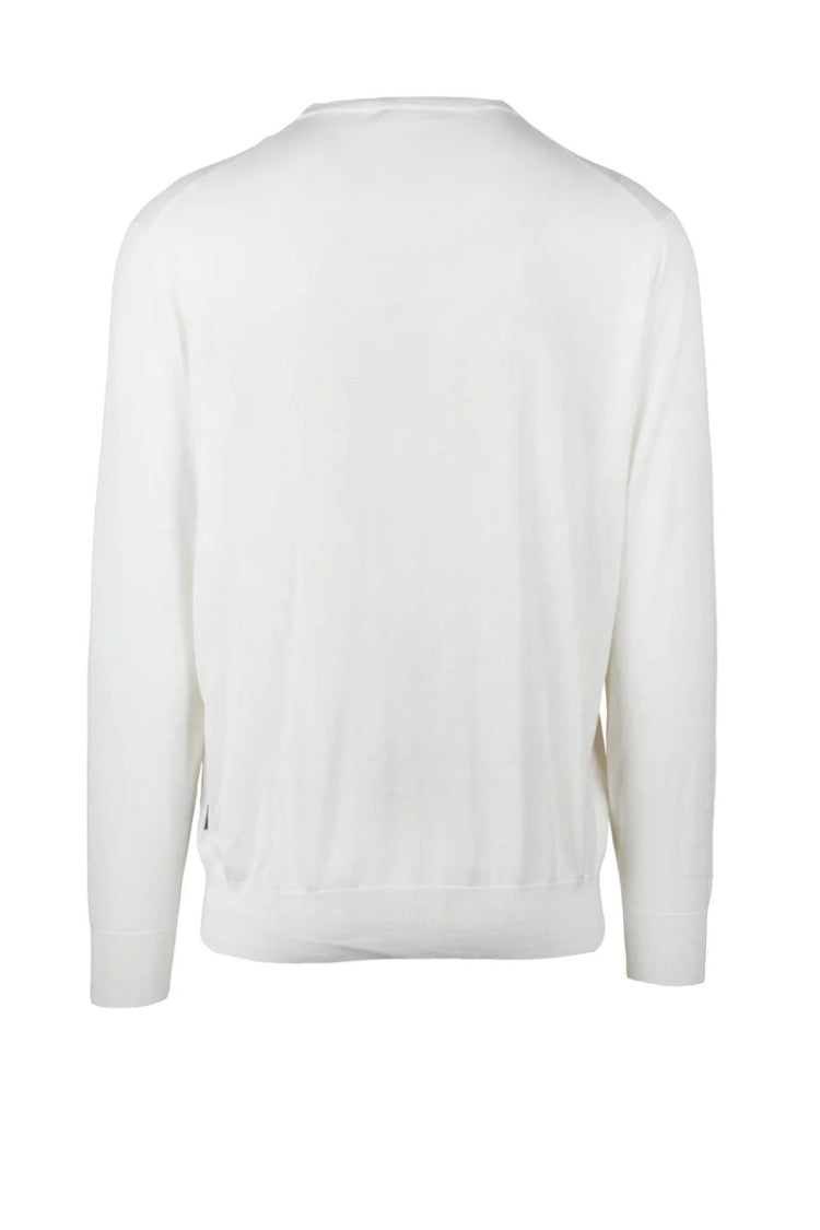 People Of Shibuya White Crewneck Cotton Silk Linen Sweater