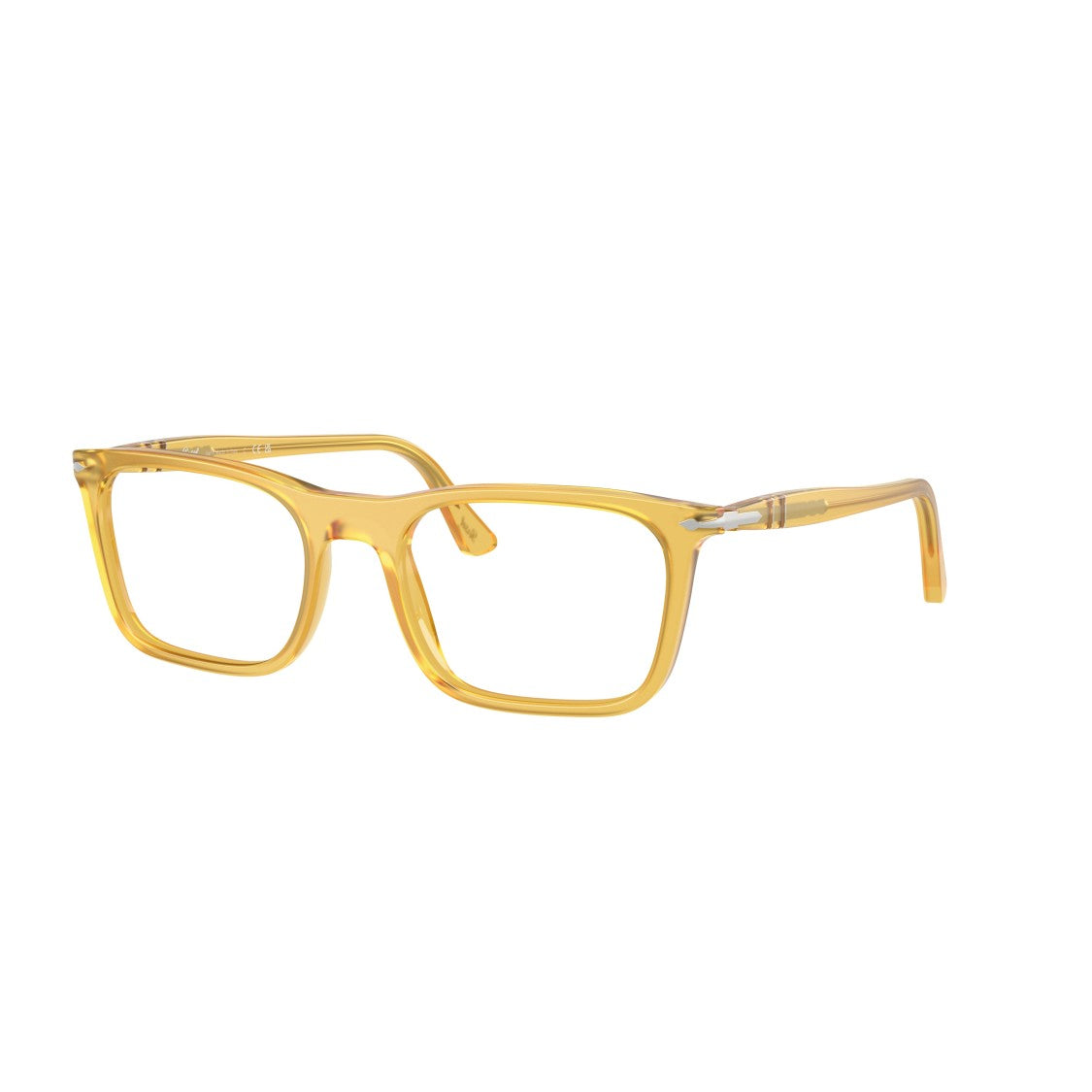 Persol 0Po3358v Translucent Amber Acetate Eyeglasses With Metallic Accents