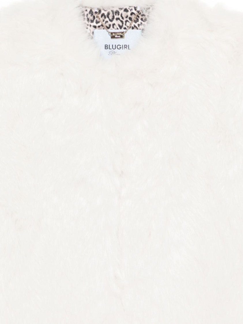 Blugirl Cropped Plush Coat With Round Neckline