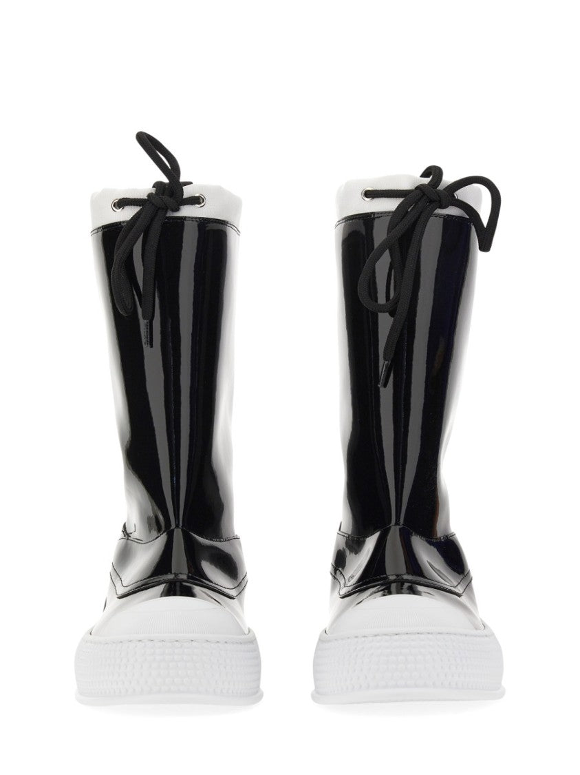 Moschino Glossy High-Shaft Boots With Contrasting Sole