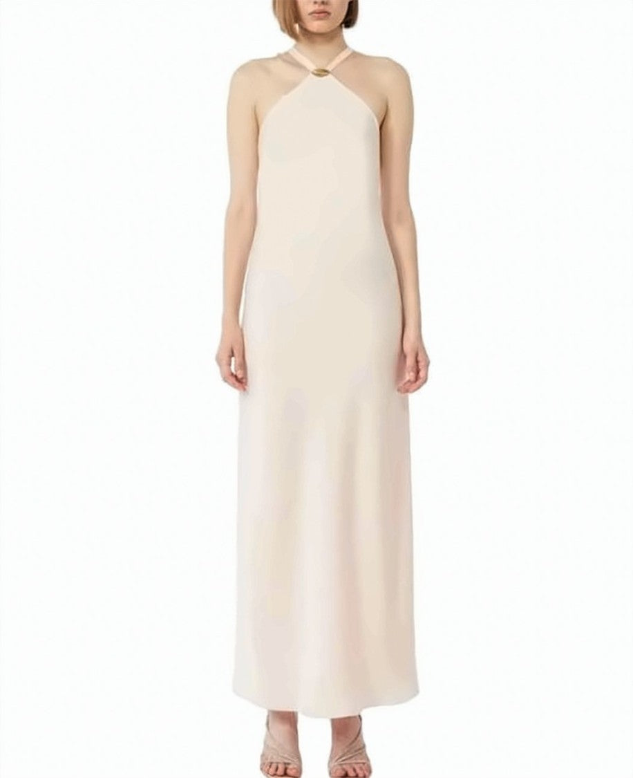 Max Mara Satin Studio Halter Neckline Lined Dress