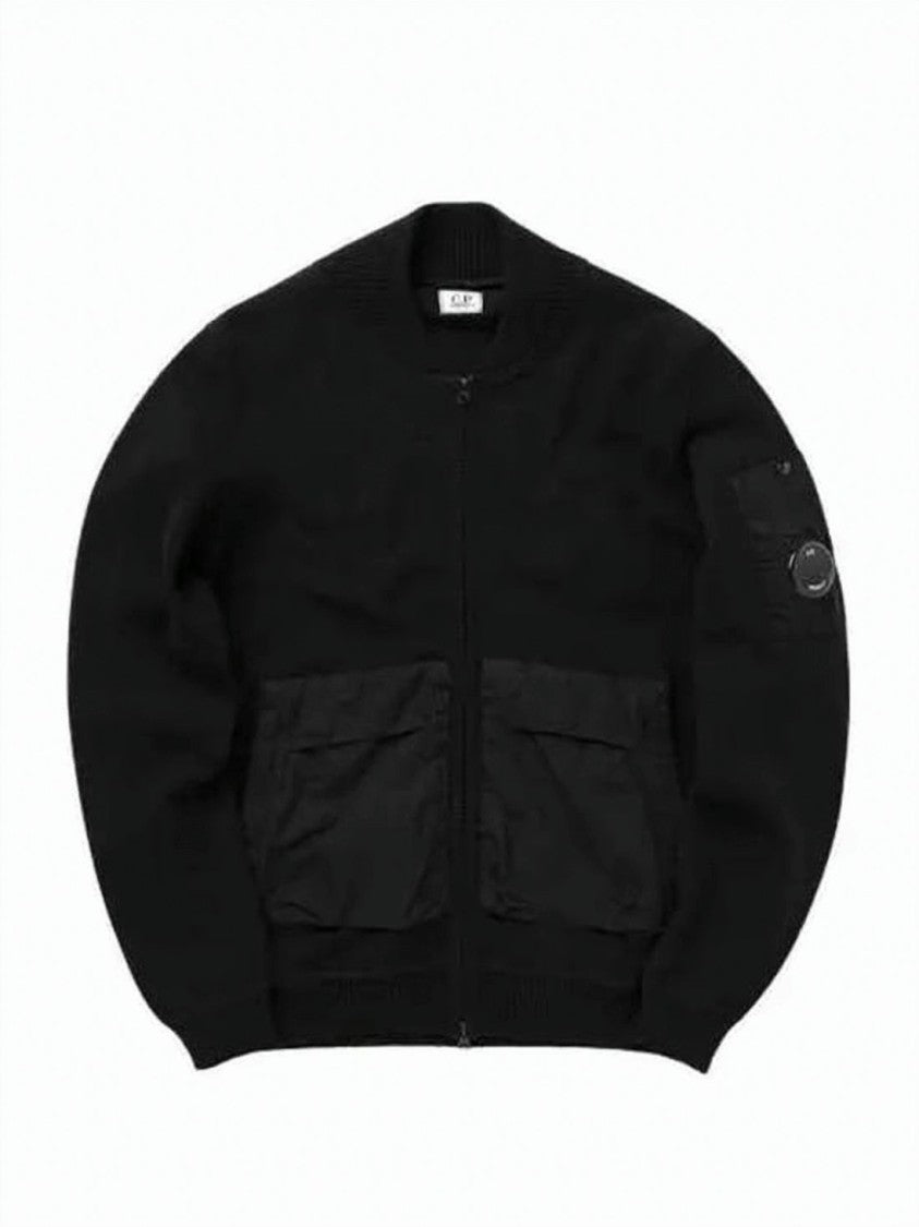 C.P. Company Zip-Up Utility Cardigan With Textured Finish And Distinctive Patch