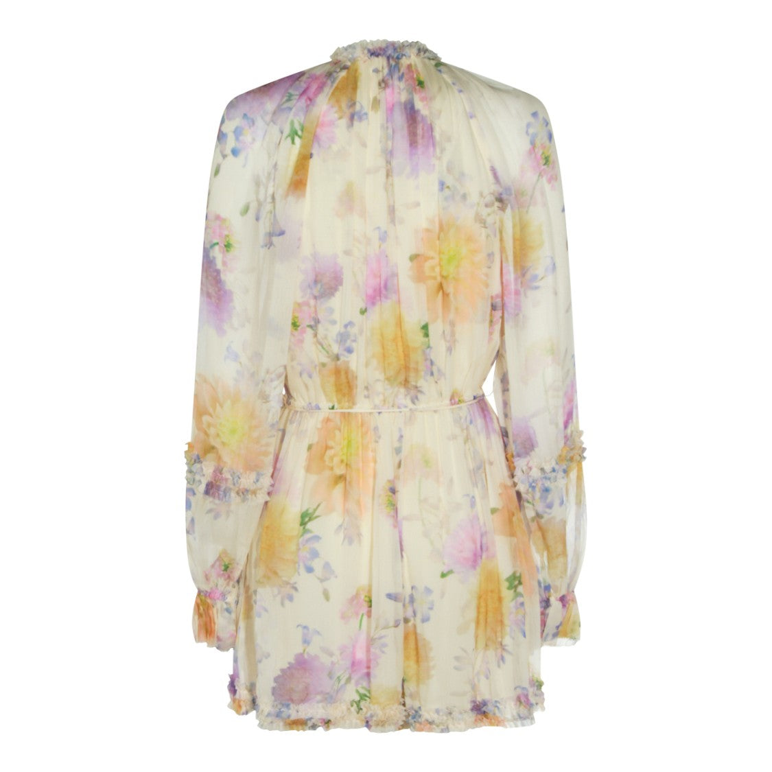 Zimmermann Floral Print Mini Dress With Ruffled Details