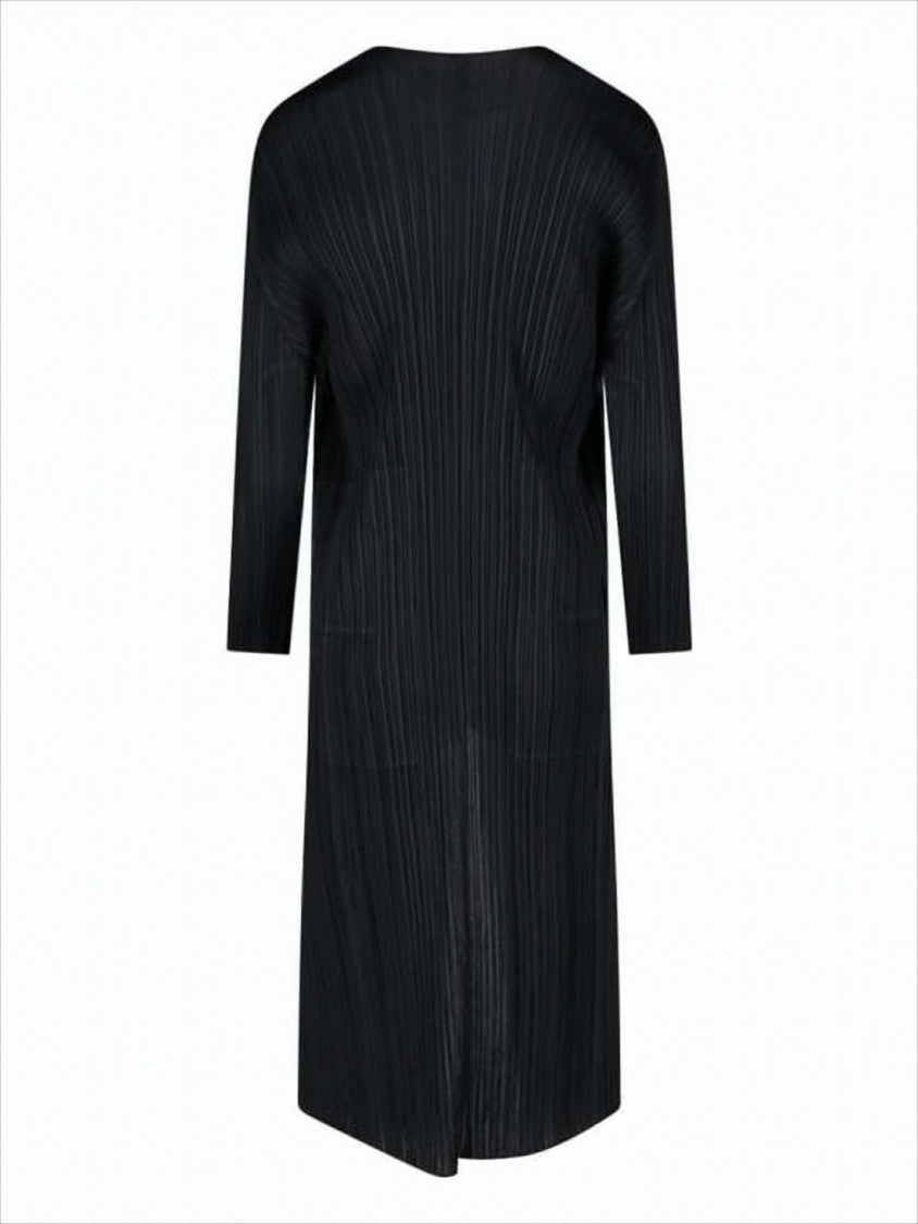 Pleats Please Open-Front Pleated Cardigan With Three-Quarter Sleeves