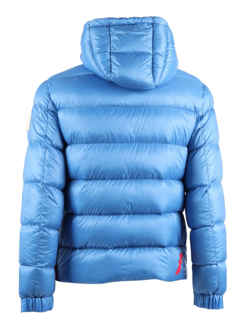 After Label Hooded Puffer Jacket With Horizontal Quilted Padding And Patch Detail
