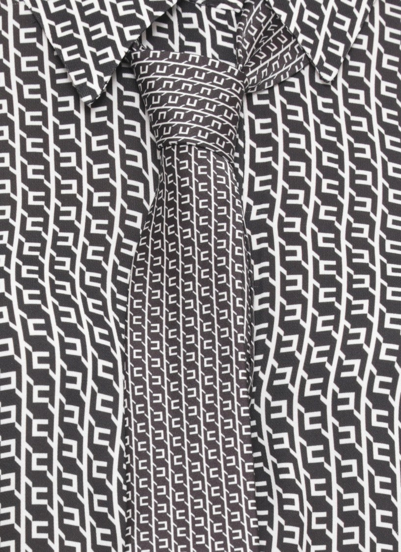 Elisabetta Franchi Geometric Print Viscose Shirt With Classic Collar