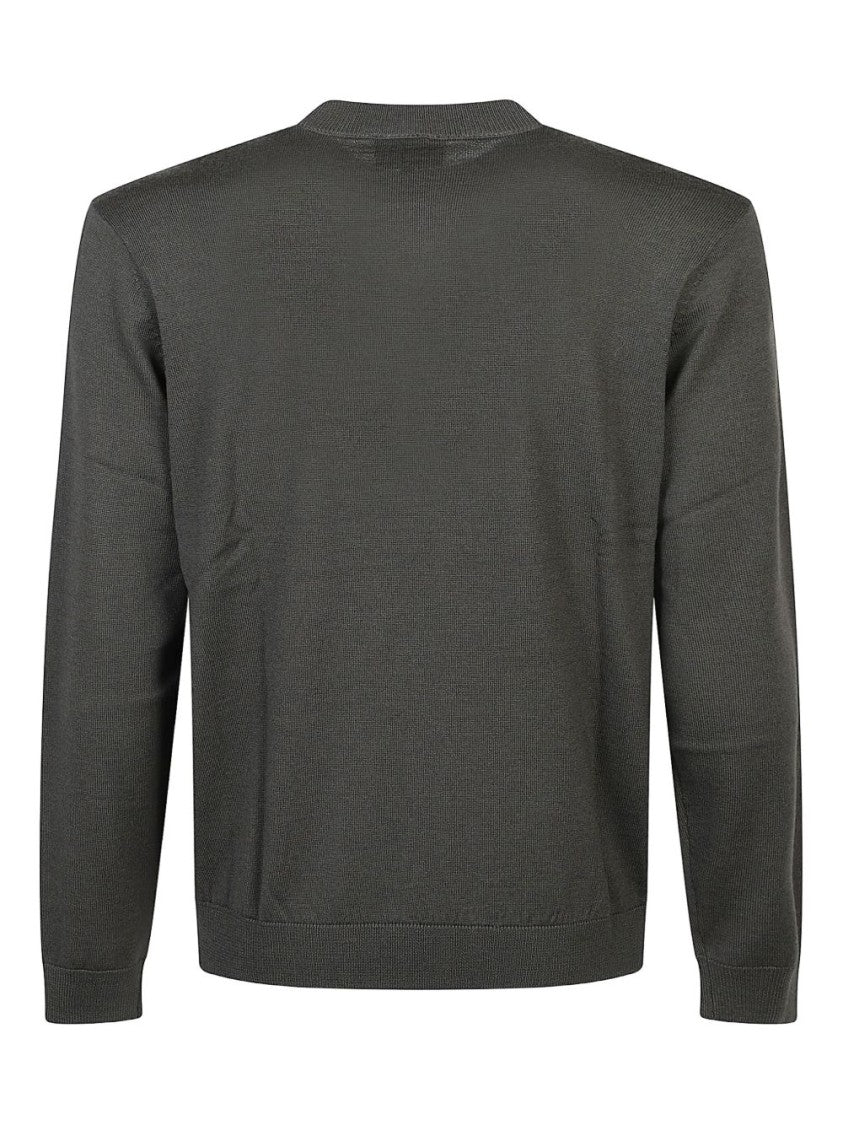 Emporio Armani Crew Neck Sweater In Soft Grey Wool