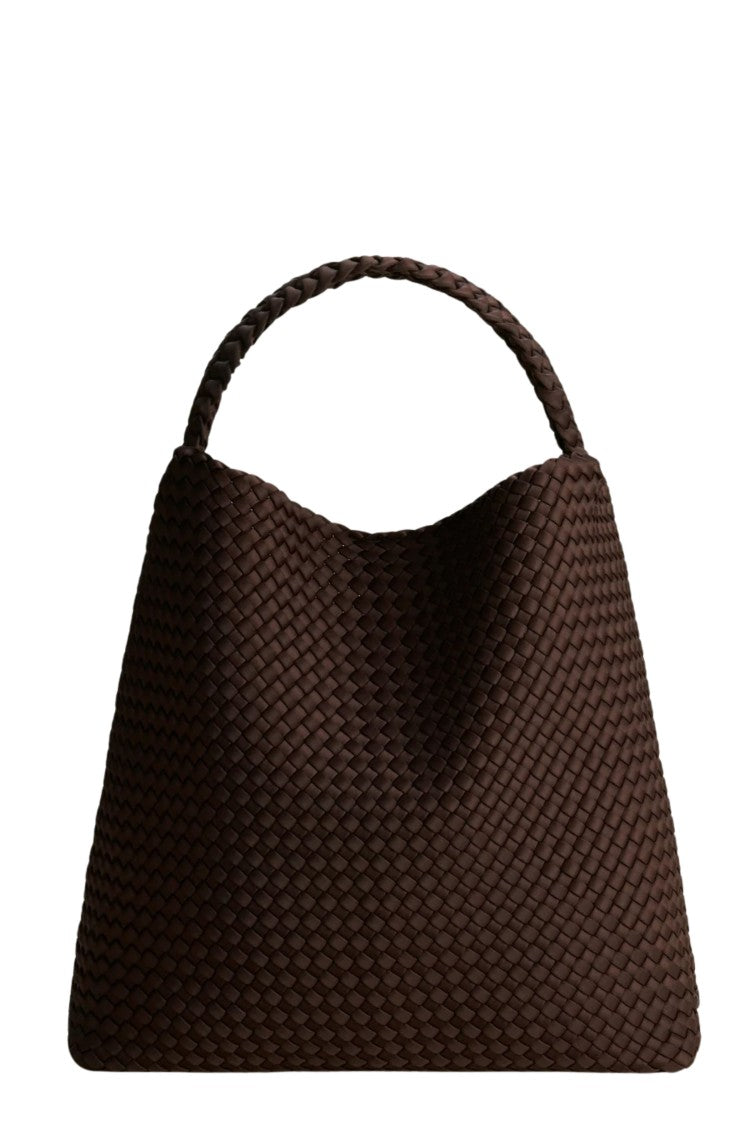 Naghedi Chocolate Nomad Hobo Large Woven Neoprene Tote Bag