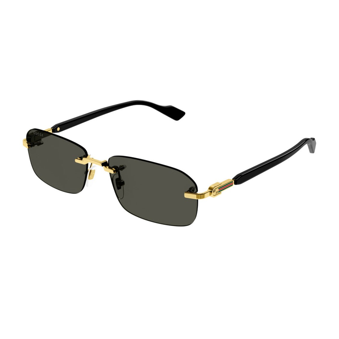 Gucci Gold Black Linea Sign Gg1221s Rimless Rectangular Sunglasses