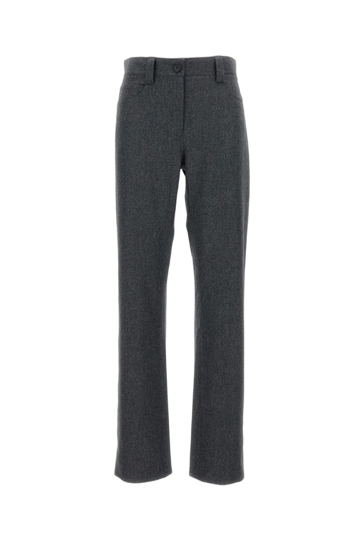 Khaite Straight Fit Wool Trousers With Textured Appearance