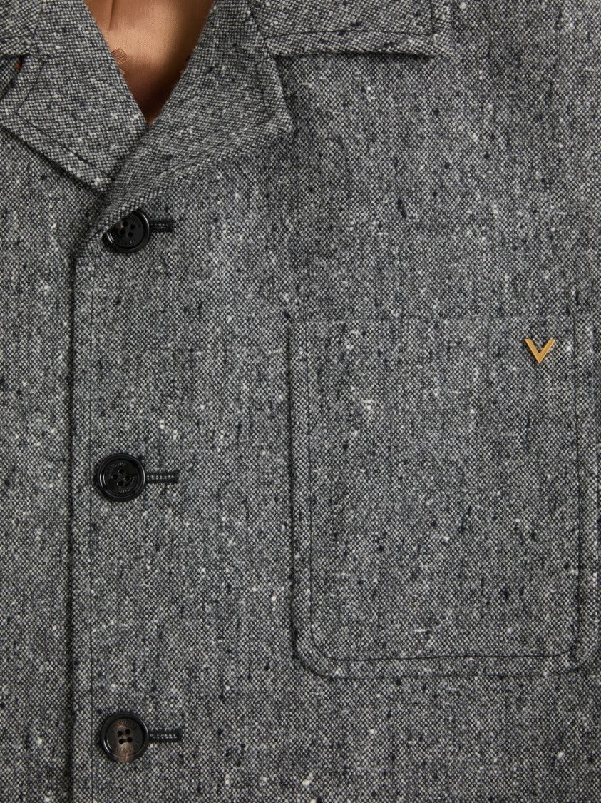 Valentino Garavani Grey Tailored Wool Classic Collar Jacket