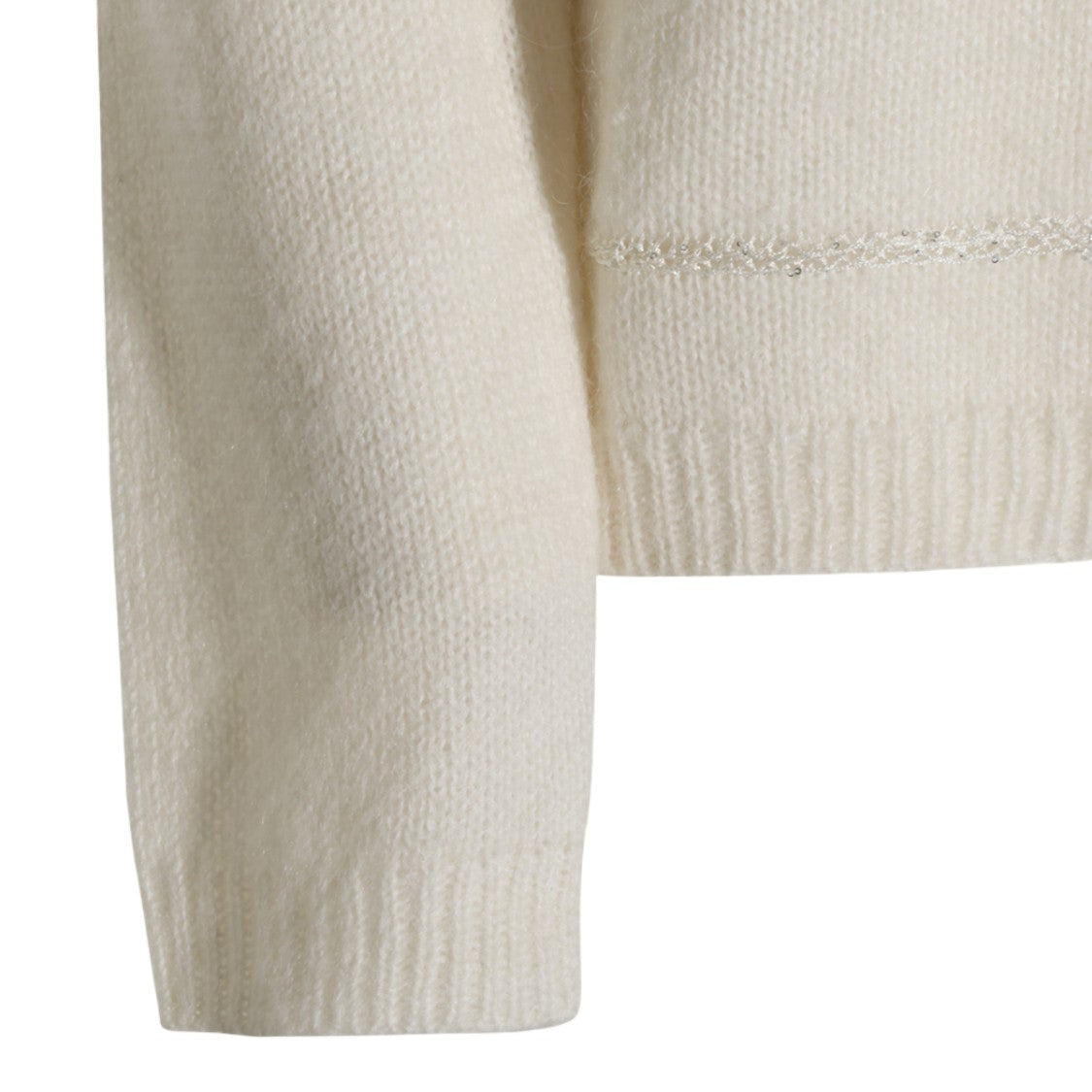 Fabiana Filippi Cream White Textured Crewneck Sweater