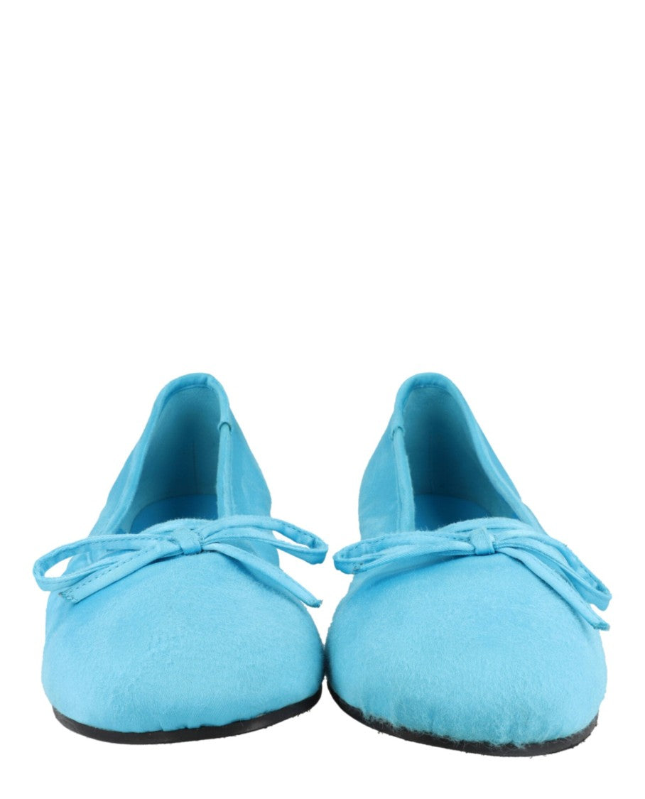 Balenciaga Distressed Satin Ballet Flats With Bow Detail And Block Heel