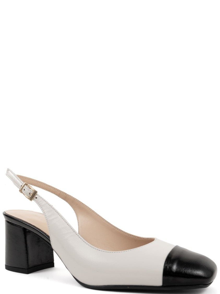 Sergio Moretti Part-Open Beige Mid-Heel Pumps