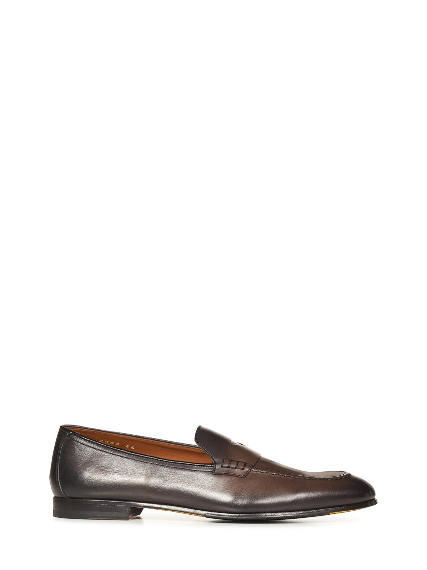 Doucal's Dark Brown Leather Penny Loafers