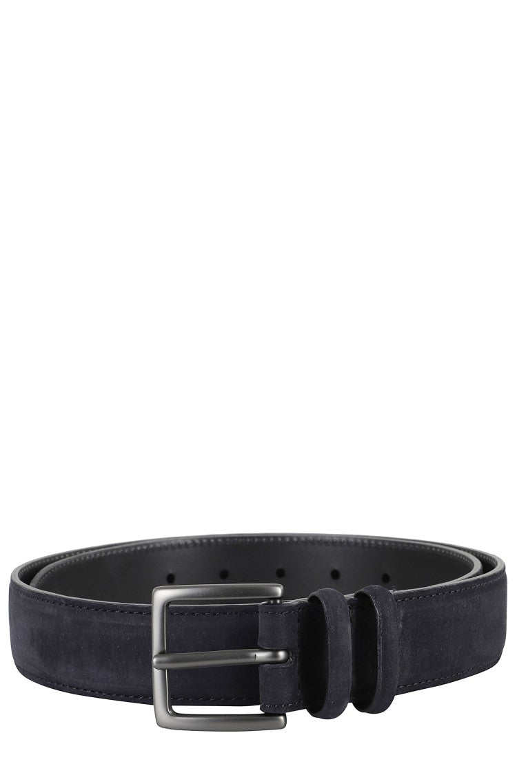 Orciani Nubuck Leather Belt With Dark Silver Buckle