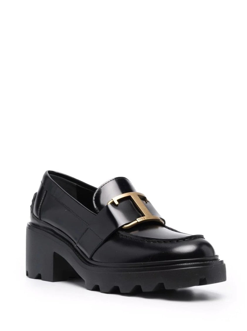 Tod's Black Mid Heel Loafers